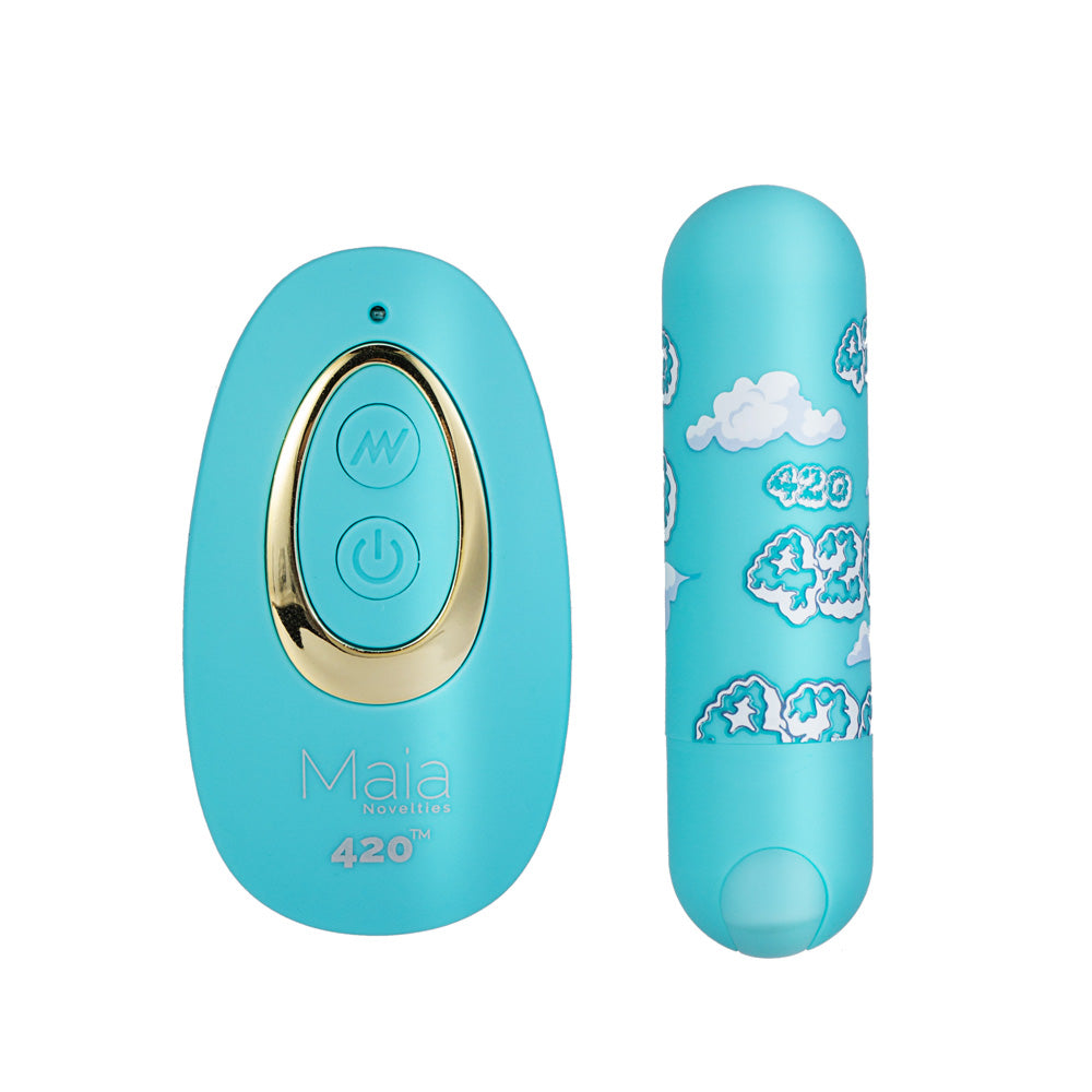 Maia JESSI 420 Remote - Sky Blue 7.6 cm USB Rechargeable Bullet with Wireless Remote Maia Toys