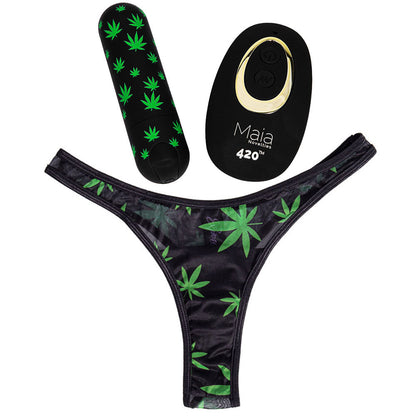Maia DATE NIGHT 420 PANTY VIBE - S/M - Black S/M 420 Panty with Black USB Rechargeable Bullet & Remote Maia Toys