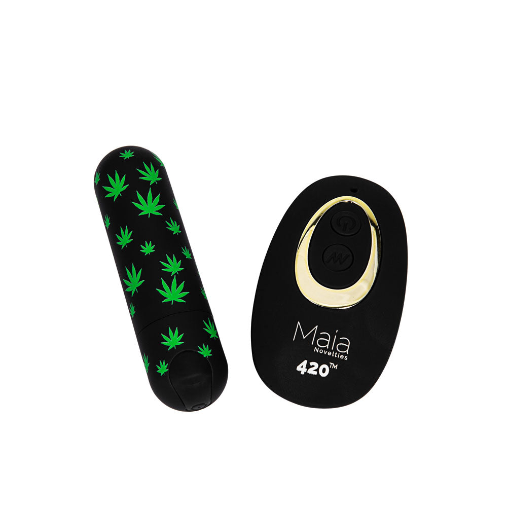 Maia DATE NIGHT 420 PANTY VIBE - S/M - Black S/M 420 Panty with Black USB Rechargeable Bullet & Remote Maia Toys