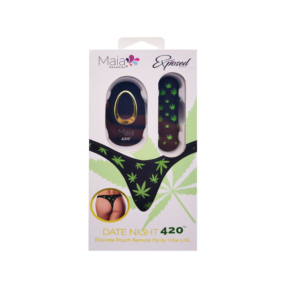 Maia DATE NIGHT 420 PANTY VIBE - S/M - Black S/M 420 Panty with Black USB Rechargeable Bullet & Remote Maia Toys