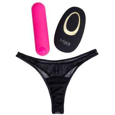 Maia DATE NIGHT PANTY VIBE - L/XL - Black L/XL Panty with Pink USB Rechargeable Bullet & Remote Maia Toys