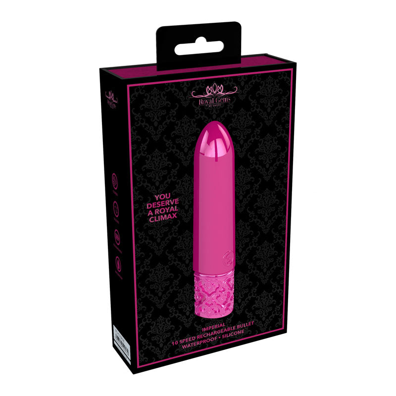 ROYAL GEMS Imperial - Silicone Rechargeable Bullet - Pink 10 cm USB Rechargeable Bullet Shots Toys