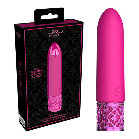 ROYAL GEMS Imperial - Silicone Rechargeable Bullet - Pink 10 cm USB Rechargeable Bullet Shots Toys