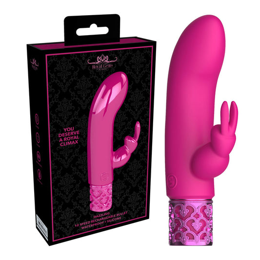 ROYAL GEMS Dazzling - Silicone Rechargeable Bullet - Pink 12 cm USB Rechargeable Bullet Pink - Club X
