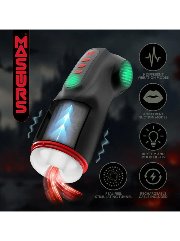 MASTURS Raven - USB Rechargeable Vibrating and Sucking Auto Stroker with Augmented Reality Shots Toys