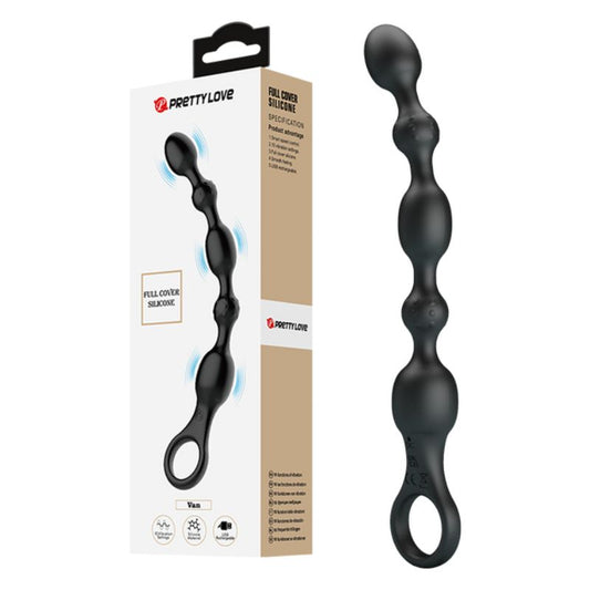 Pretty Love Rechargeable Silicone Anal Beads Van - Black  - Club X