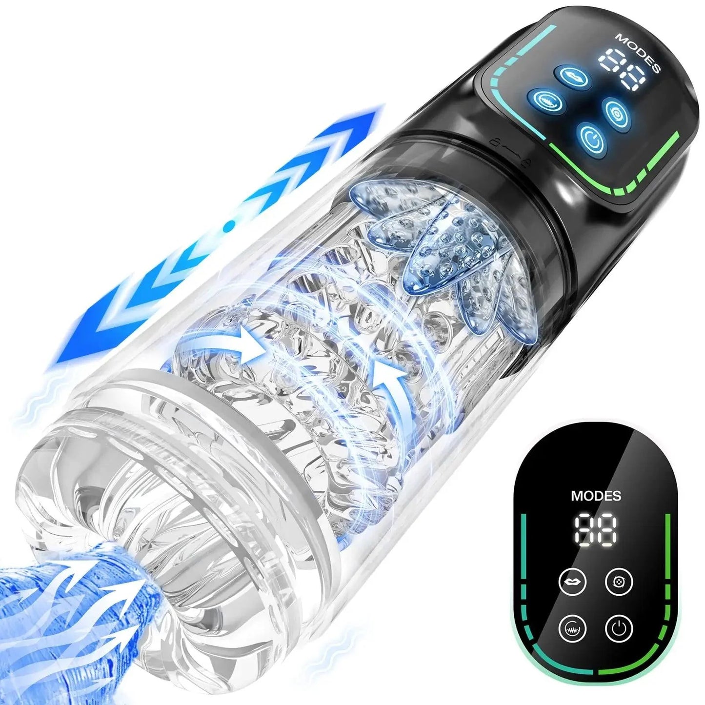 8-in-1 Automatic Male Masturbator with 7 Modes of Thrusting, Rotation, Vibration, Suction, Waterproof, Ice Fire Spa Pocket Electric Penis Pump for Men Auto Penis Stroker
