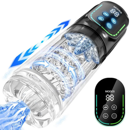 8-in-1 Automatic Male Masturbator with 7 Modes of Thrusting, Rotation, Vibration, Suction, Waterproof, Ice Fire Spa Pocket Electric Penis Pump for Men Auto Penis Stroker