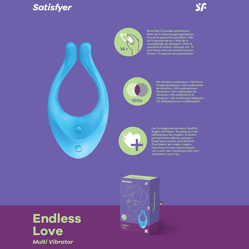 Satisfyer Endless Love - Blue 13 cm USB Rechargeable Couples Stimulator Satisfyer