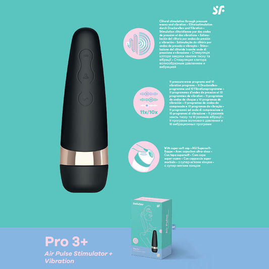 Satisfyer Pro 3+ - Touch-Free USB-Rechargeable Clitoral Stimulator with Vibration Satisfyer