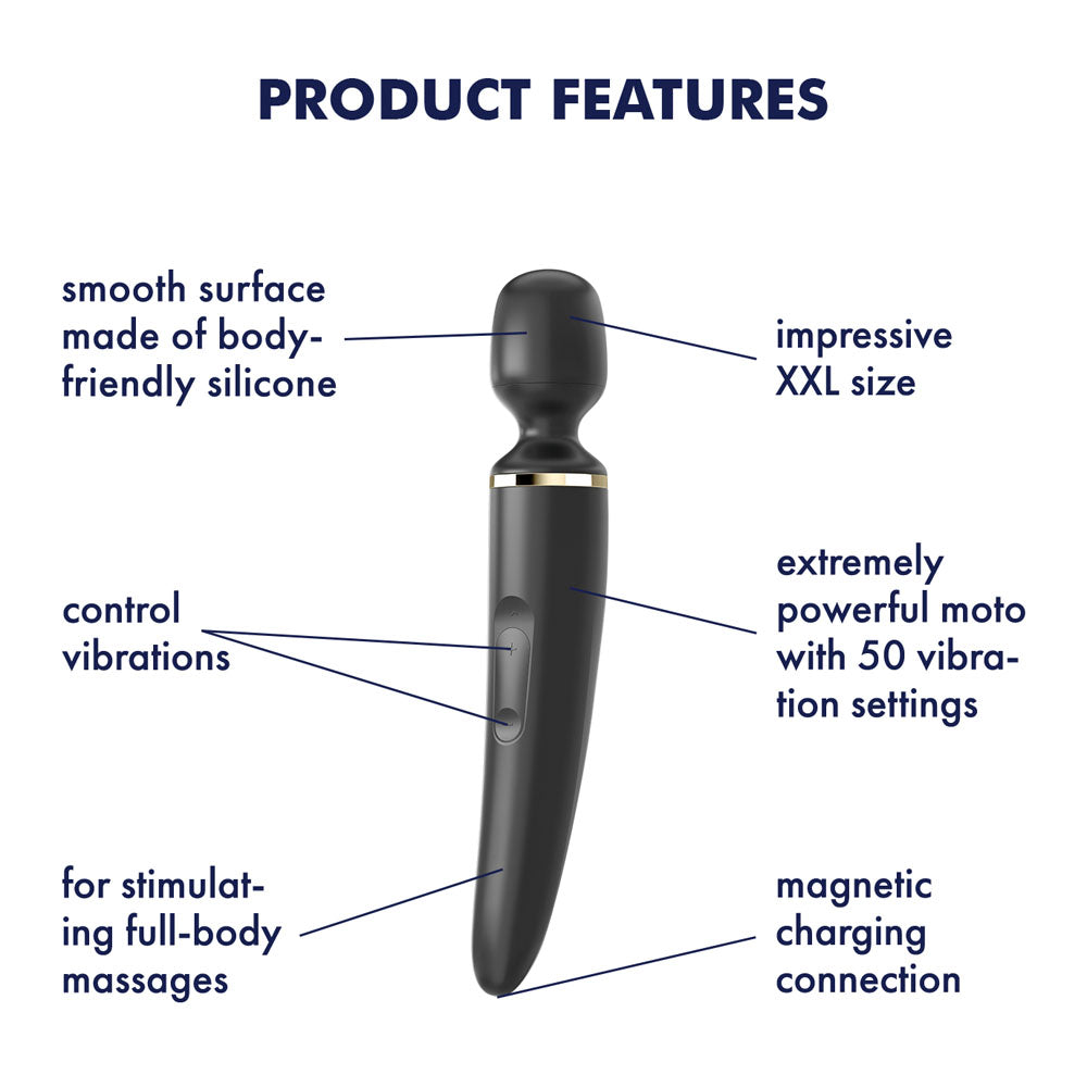 Satisfyer Wand-er Woman - Black USB Rechargeable Massager Wand Satisfyer