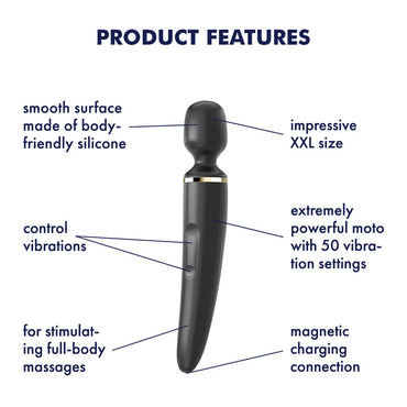 Satisfyer Wand-er Woman - Black USB Rechargeable Massager Wand Satisfyer