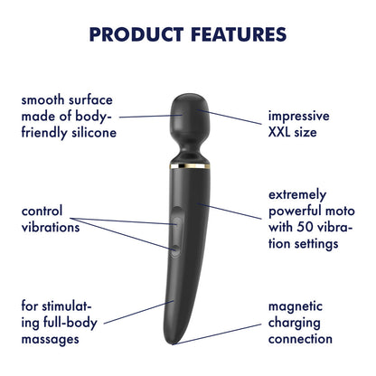 Satisfyer Wand-er Woman - Black USB Rechargeable Massager Wand Satisfyer
