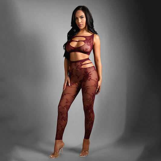 SHEER FANTASY UNDIVIDED ATTENTION - 1Size - Burgundy - One Size Red - Club X