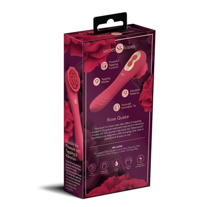 Secret Kisses ROSEGASM ROSE QUAKE - Red 18.8 cm USB Rechargeable Dual Ended Tapping Vibrator Xgen Products
