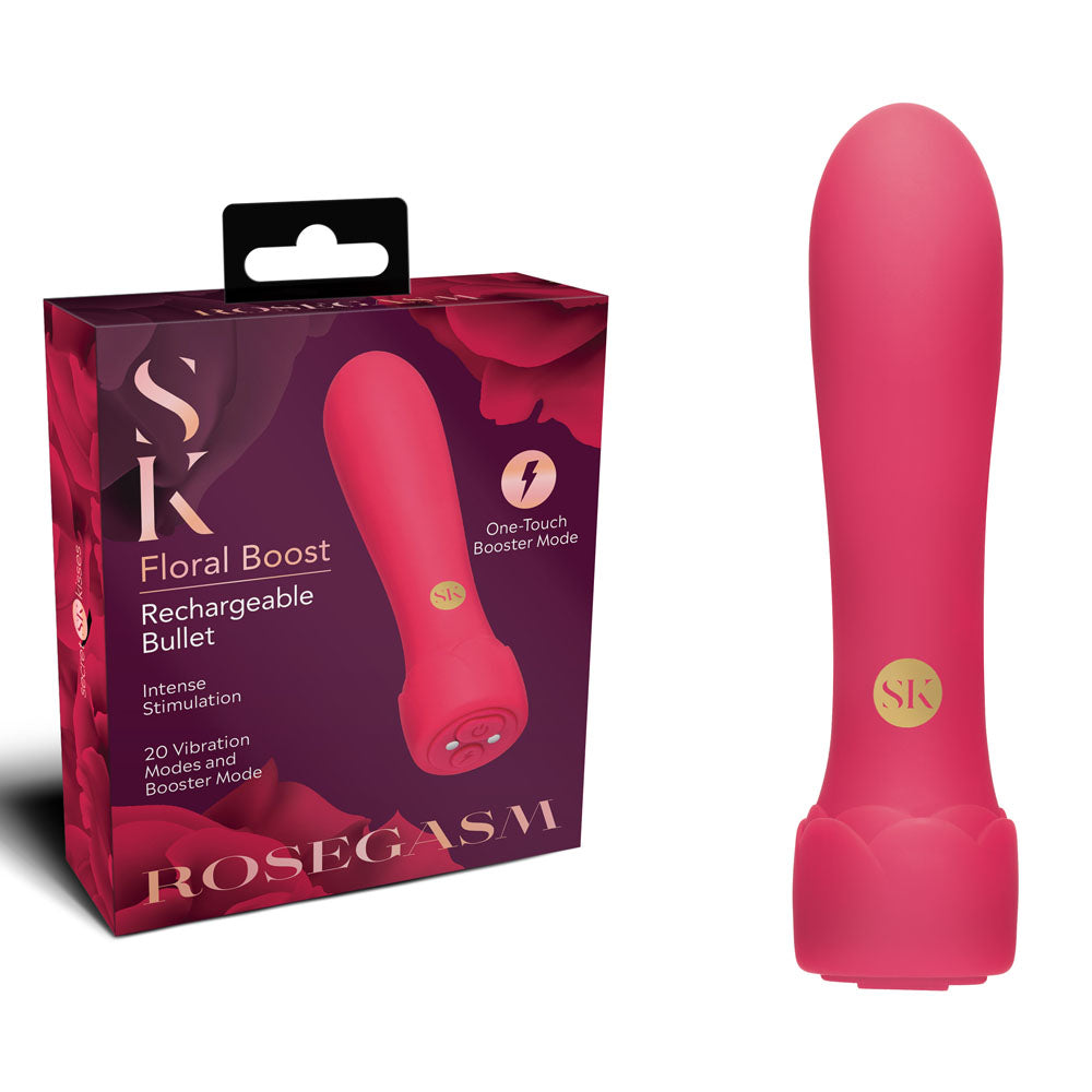 Secret Kisses ROSEGASM Floral Boost Bullet - Red 10.8 cm USB Rechargeable Bullet XGEN Products