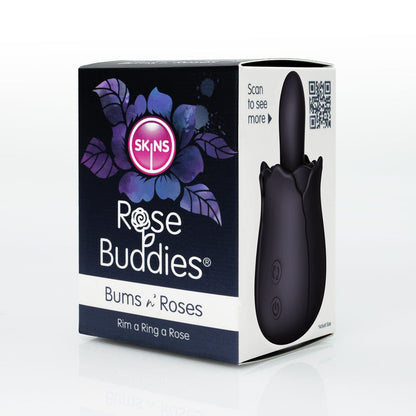 Skins Rose Buddies - The Bums N Roses - Black USB Rechargeable Anal Rimming Stimulator Creative Conceptions