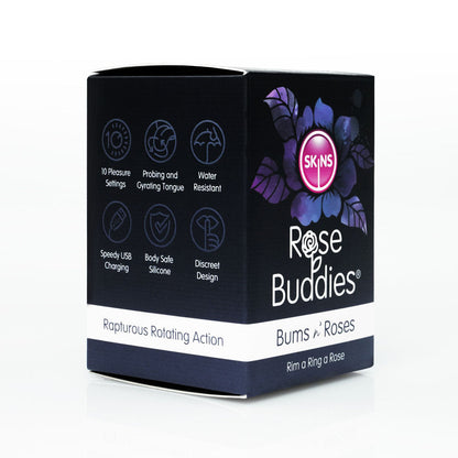 Skins Rose Buddies - The Bums N Roses - Black USB Rechargeable Anal Rimming Stimulator Creative Conceptions