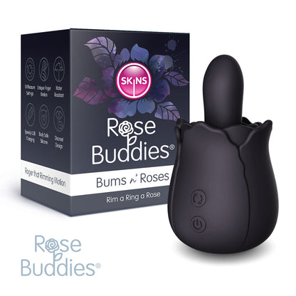 Skins Rose Buddies - The Bums N Roses - Black USB Rechargeable Anal Rimming Stimulator Creative Conceptions