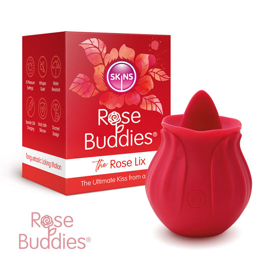 Skins Rose Buddies - The Rose Lix - Red USB Rechargeable Flicking Rose Stimulator Red - ClubX