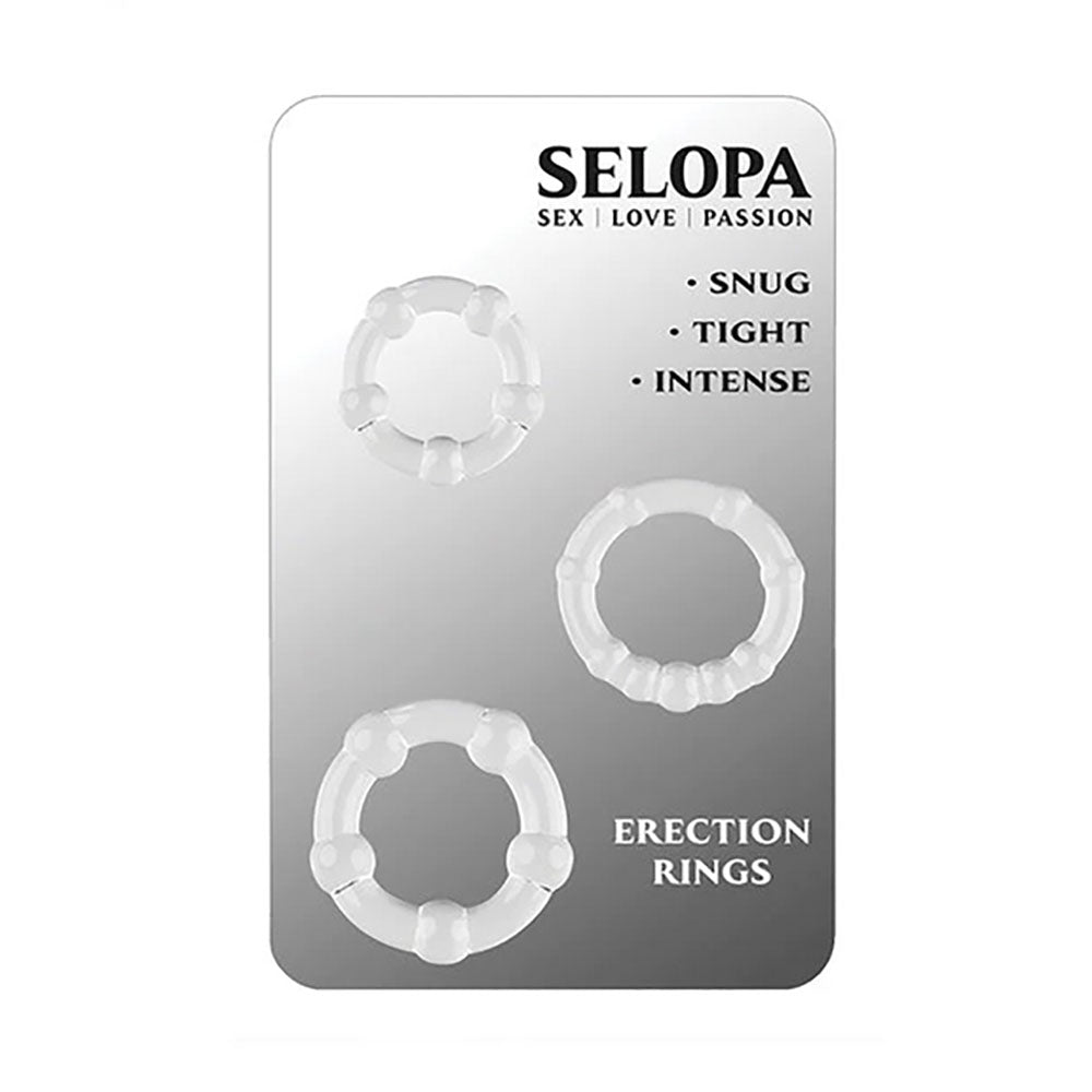 Selopa ERECTION RINGS - Clear Cock Rings - Set of 3 Selopa