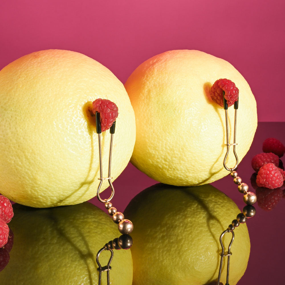 Selopa BEADED NIPPLE CLAMPS - Rose Gold - Rose Gold Nipple Clamps - Set of 2 Selopa