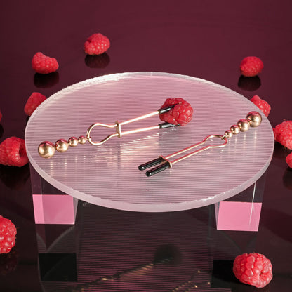 Selopa BEADED NIPPLE CLAMPS - Rose Gold - Rose Gold Nipple Clamps - Set of 2 Selopa