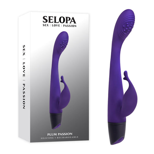 Selopa PLUM PASSION - Purple 18.3 cm USB Rechargeable Rabbit Vibrator Purple - Club X