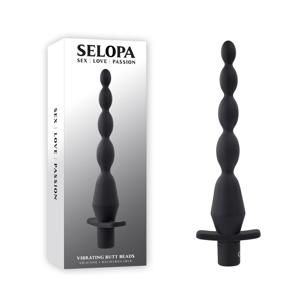Selopa VIBRATING BUTT BEADS - Black 22 cm USB Rechargeable Vibrating Anal Beads Selopa