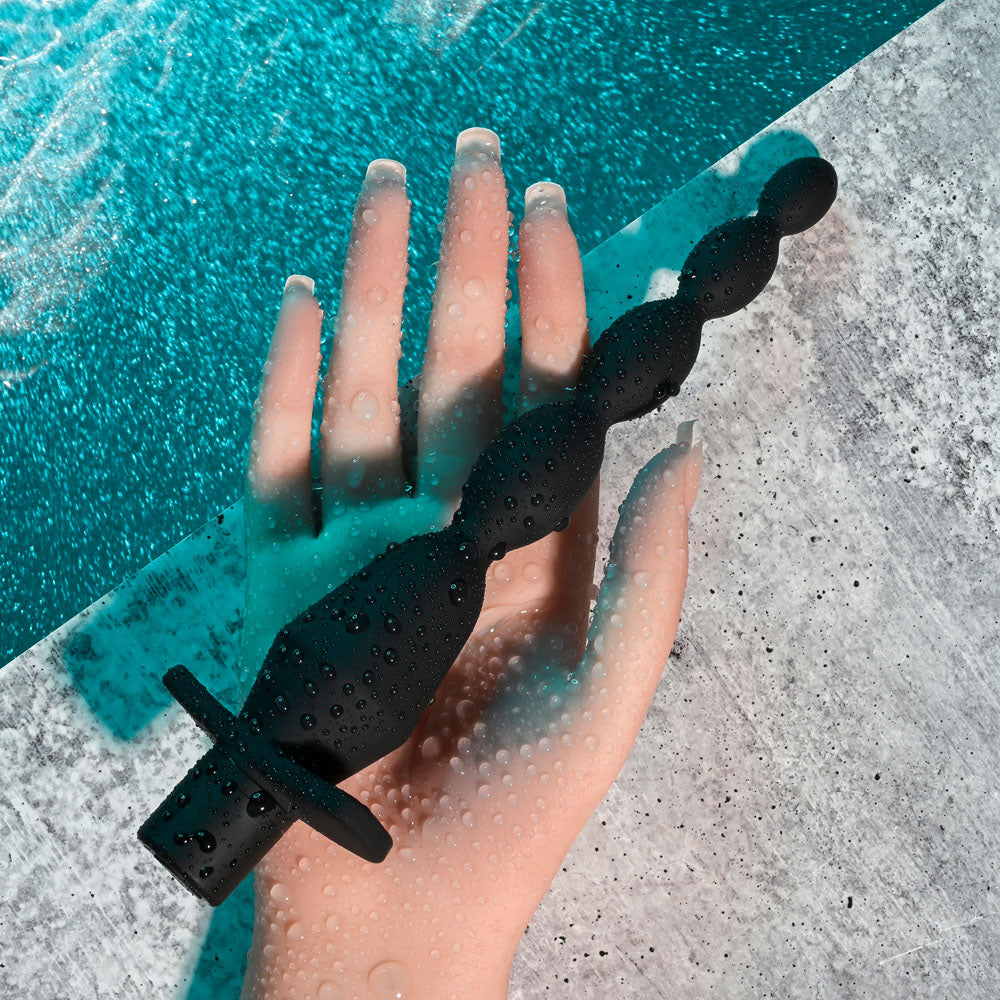 Selopa VIBRATING BUTT BEADS - Black 22 cm USB Rechargeable Vibrating Anal Beads Selopa