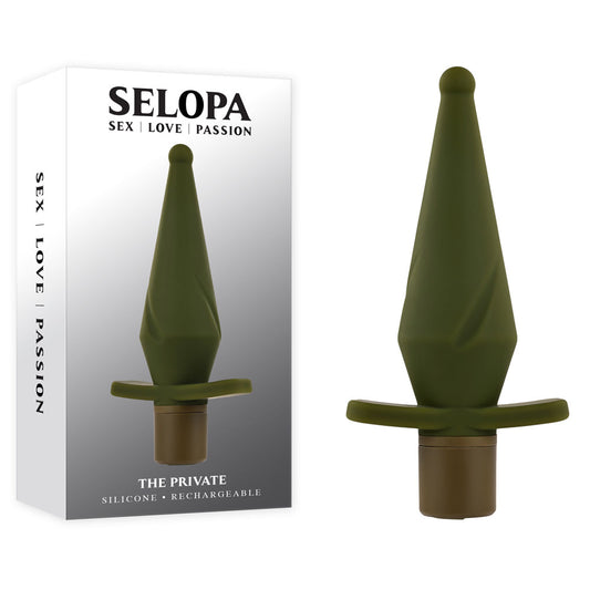 Selopa THE PRIVATE - Green 13 cm USB Rechargeable Vibrating Butt Plug Green - Club X