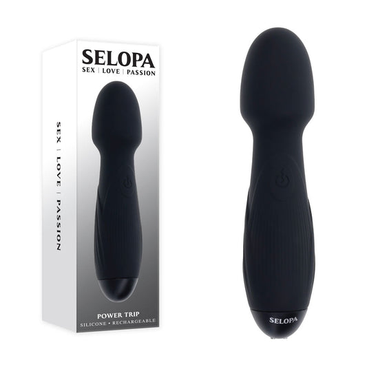 Selopa POWER TRIP - Black 18.8 cm USB Rechargeable Massage Wand Selopa