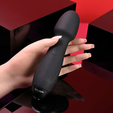 Selopa POWER TRIP - Black 18.8 cm USB Rechargeable Massage Wand Selopa