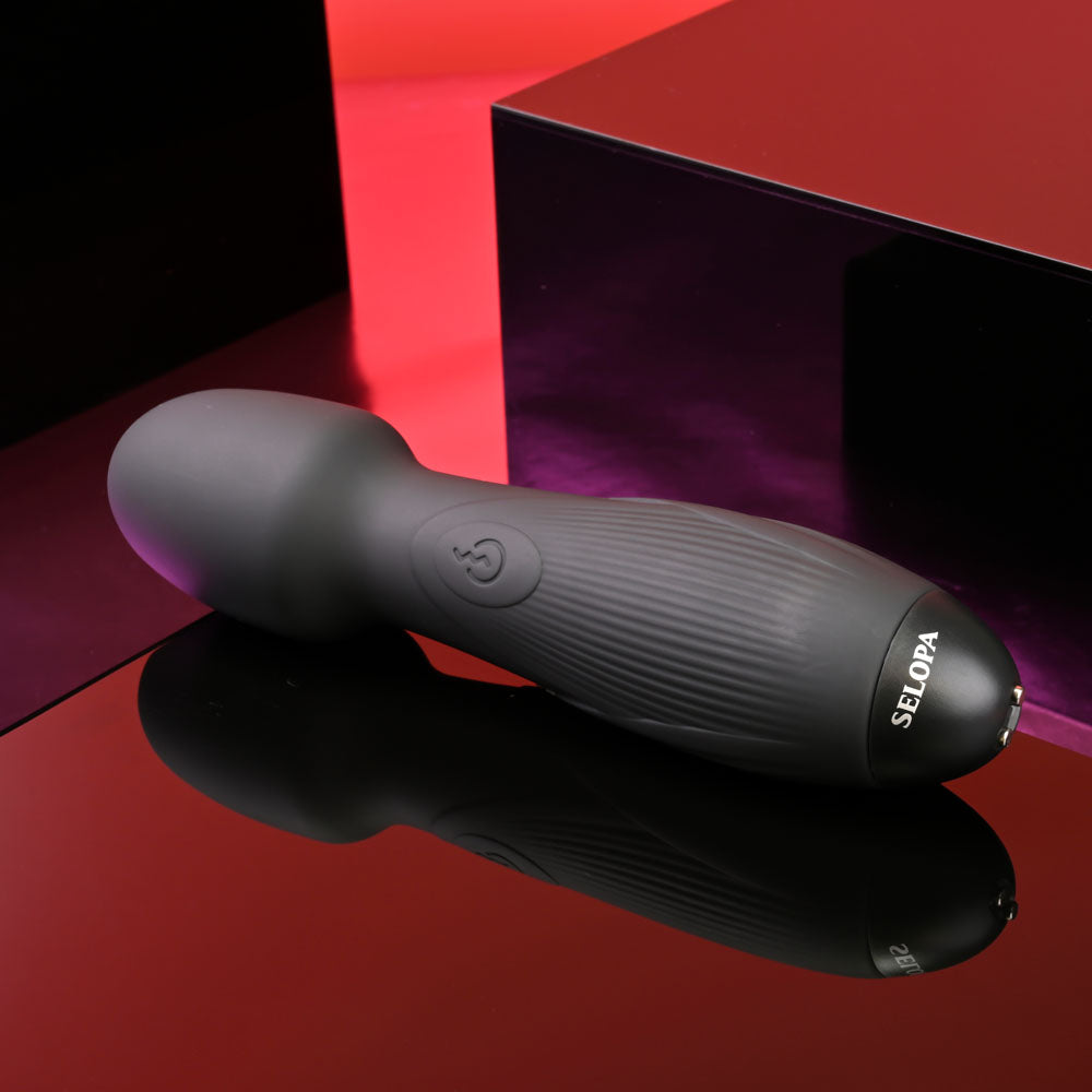 Selopa POWER TRIP - Black 18.8 cm USB Rechargeable Massage Wand Selopa