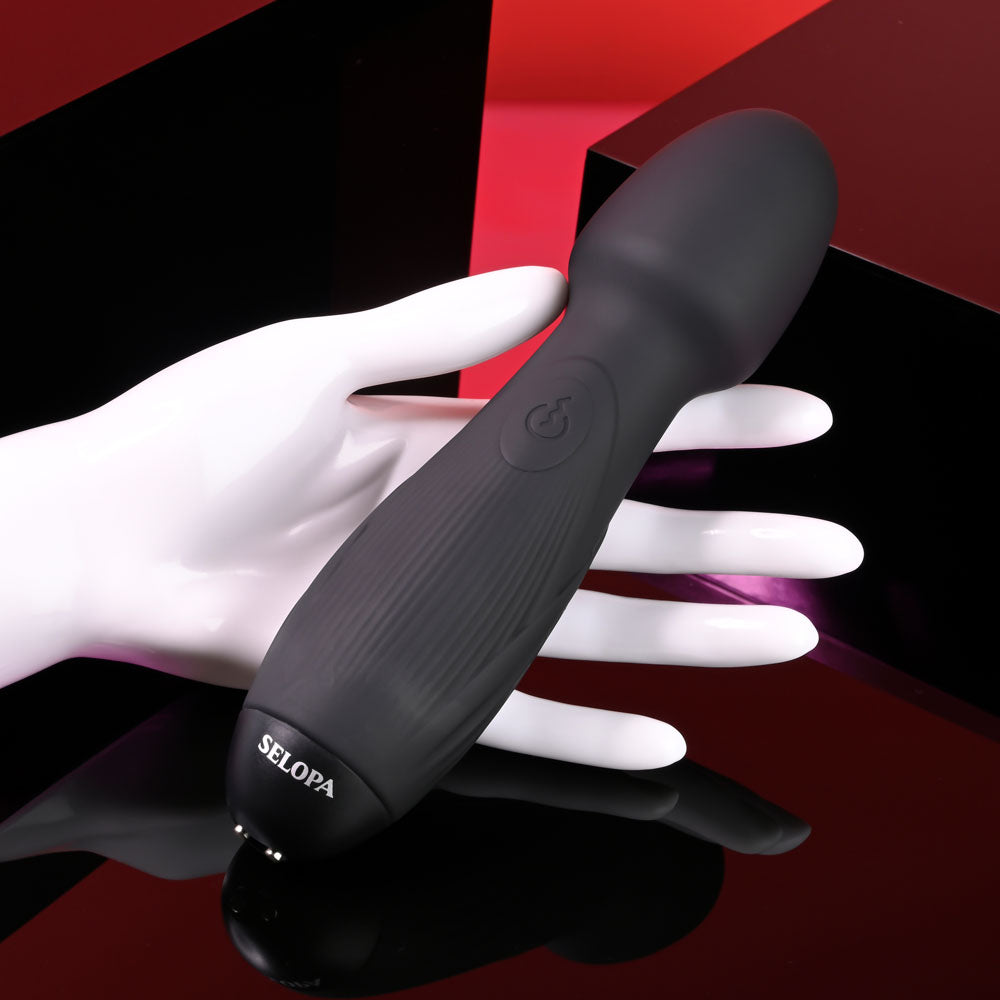 Selopa POWER TRIP - Black 18.8 cm USB Rechargeable Massage Wand Selopa