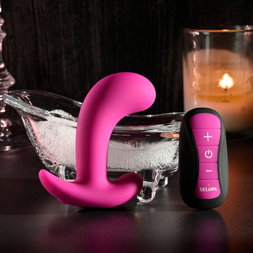 Selopa HOOKING UP - Pink 9.5 cm USB Rechargeable Vibrator with Wireless Remote Selopa