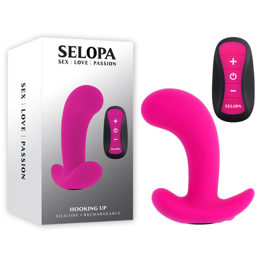 Selopa HOOKING UP - Pink 9.5 cm USB Rechargeable Vibrator with Wireless Remote Selopa