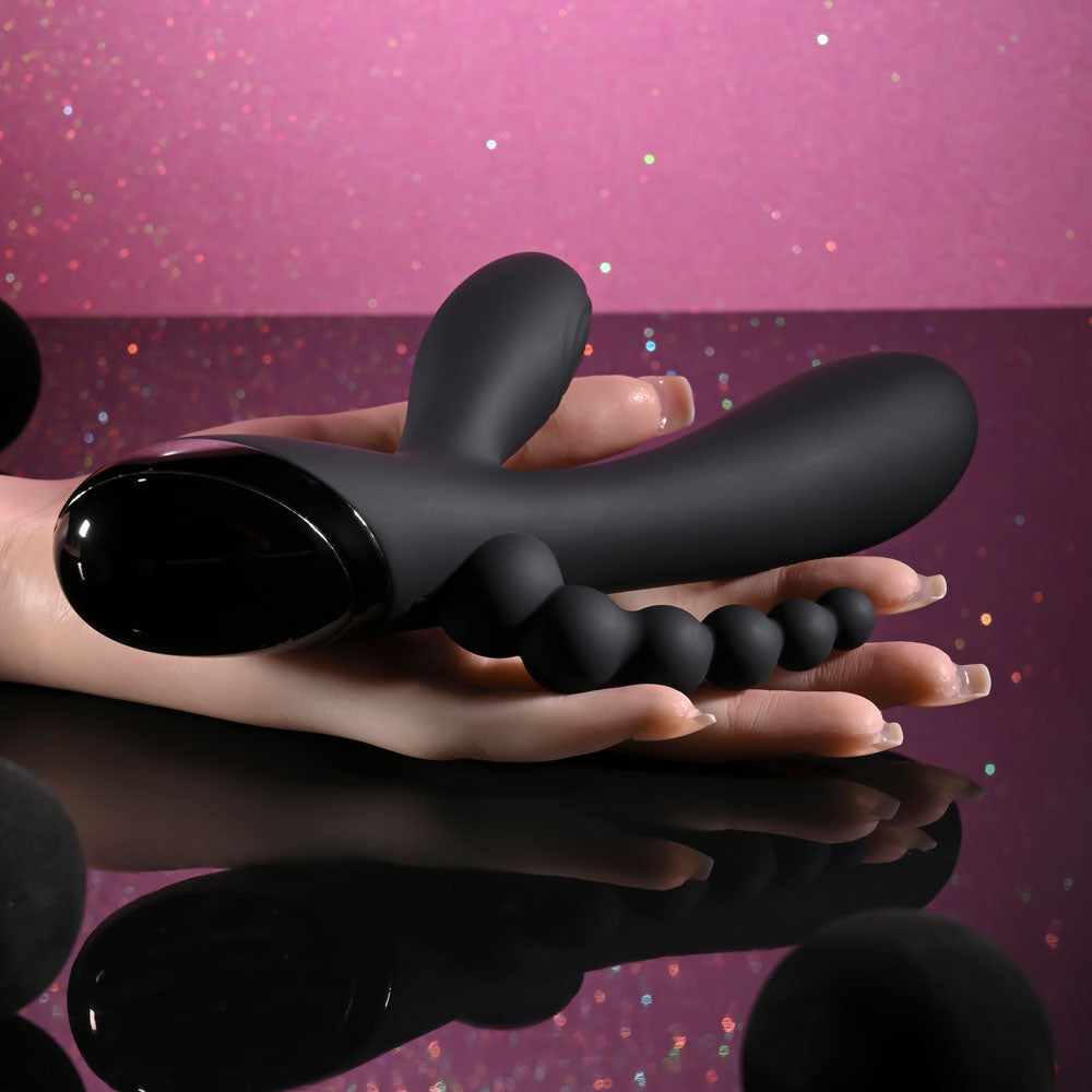 Selopa TRIPLE ACES - Black 19.7 cm USB Rechargeable Triple Stimulator Vibrator Selopa