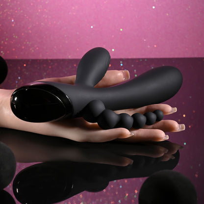 Selopa TRIPLE ACES - Black 19.7 cm USB Rechargeable Triple Stimulator Vibrator Selopa