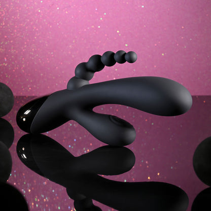 Selopa TRIPLE ACES - Black 19.7 cm USB Rechargeable Triple Stimulator Vibrator Selopa