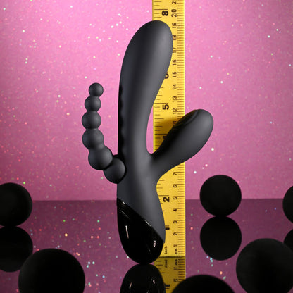 Selopa TRIPLE ACES - Black 19.7 cm USB Rechargeable Triple Stimulator Vibrator Selopa