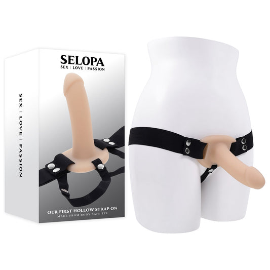 Selopa OUR FIRST HOLLOW STRAP ON LIGHT - Flesh 16.3 cm Hollow Strap-On Flesh - Club X