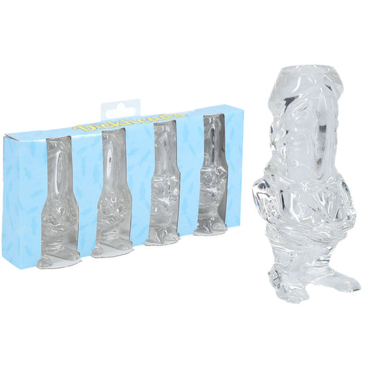 S-LINE The Dickheads - Couples Tall Shot Glasses - Clear Novelty 44 ml Shot Glasses - 4 Pack Clear - Club X