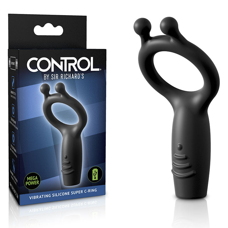 Sir Richards Vibrating Silicone Super C-Ring - Grey USB Rechargeable Vibrating Cock Ring Pipedreams