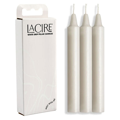 LaCire Drip Pillar Candles - White - White Drip Candles - Set of 3 Sportsheets