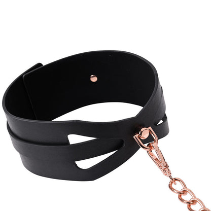 Sex & Mischief Brat Collar & Leash - Rose Gold/Black Restraint Sportsheets