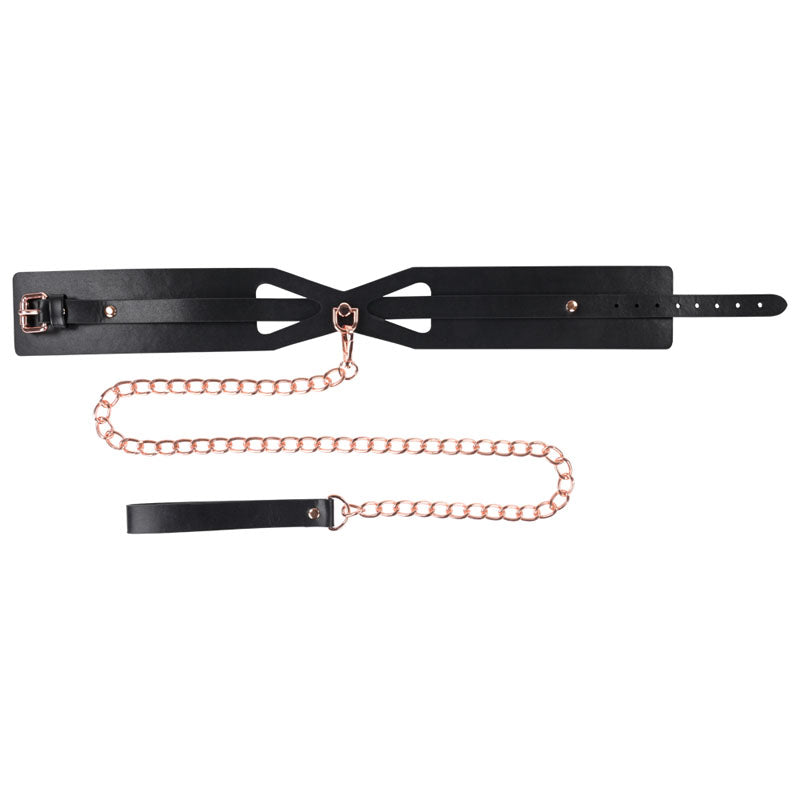 Sex & Mischief Brat Collar & Leash - Rose Gold/Black Restraint Sportsheets