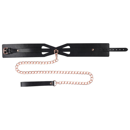 Sex & Mischief Brat Collar & Leash - Rose Gold/Black Restraint Sportsheets