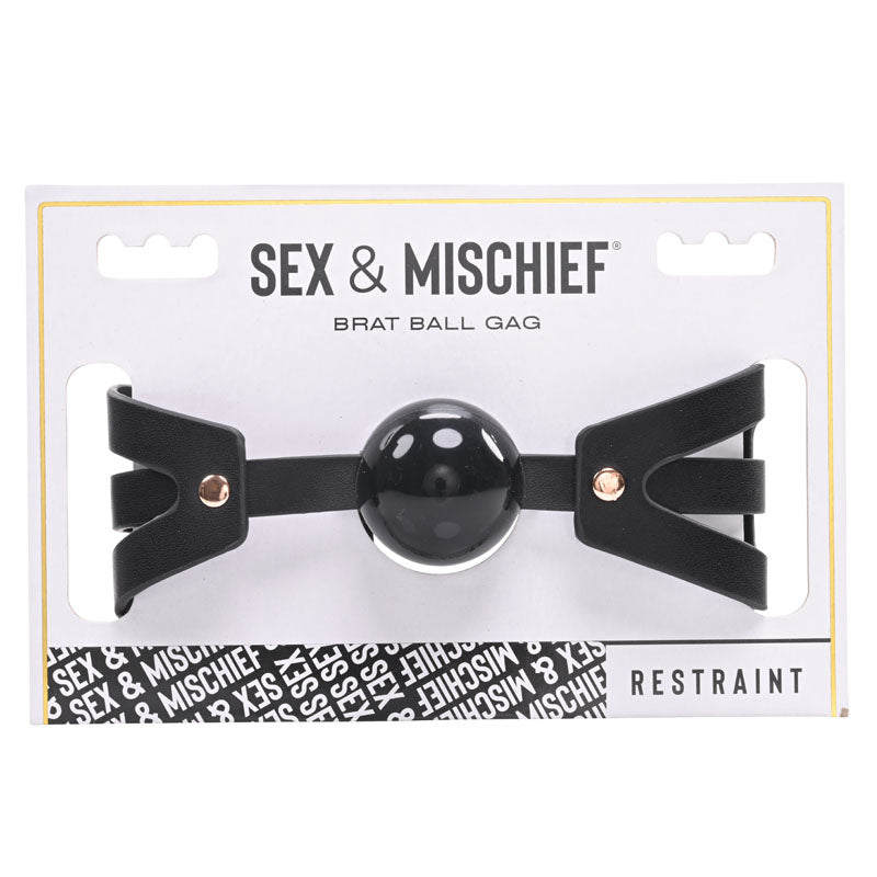 Sex & Mischief Brat Ball Gag - Black/Rose Gold Mouth Restraint Sportsheets