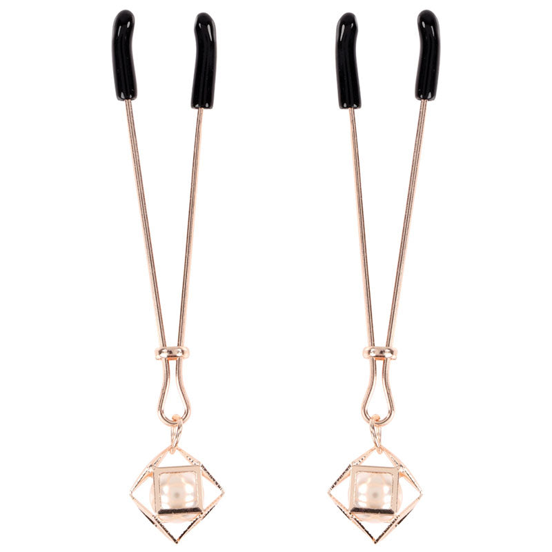 Sex & Mischief Brat Pearl Nipple Clips - Rose Gold - Set of 2 Sportsheets